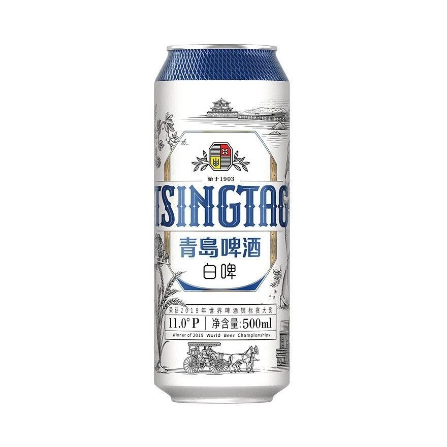 青岛啤酒 全麦白啤11°P听装 500ml