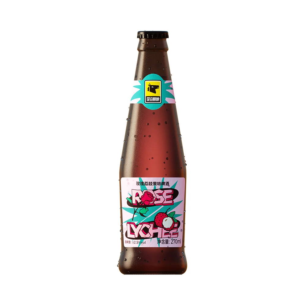 歪马精酿  玫瑰荔枝果味啤酒8°P瓶装270ml