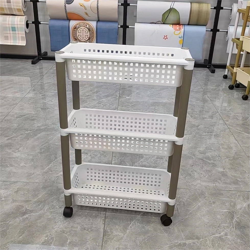 日常家居多用置物架落地储物架可移动客厅家用收纳架可折叠整理架