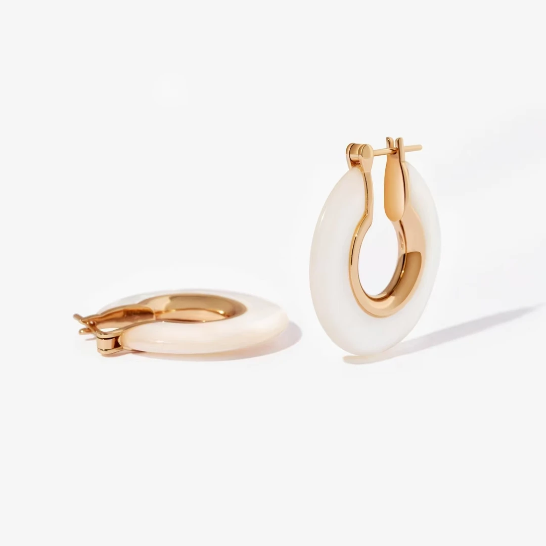 925银耳饰  高定【白月光】轻奢高级设计款圆弧白贝耳环