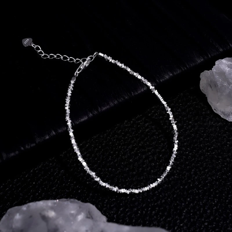 925银手链 气质碎银子手链小众素款小众坠链21CM网红轻奢简约时尚