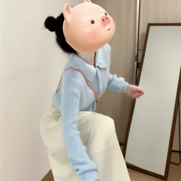 减龄洋气短款奶油蓝针织衫外套新款秋冬简约时尚软糯开衫毛衣女装