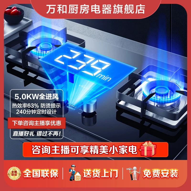 Vanward/万和灶具T5-L95一级节能台式嵌入式两用灶效率高双灶
