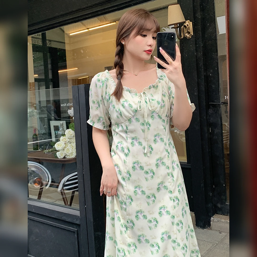 断码捡漏~~漫画风 / 初恋感的碎花连衣裙5510