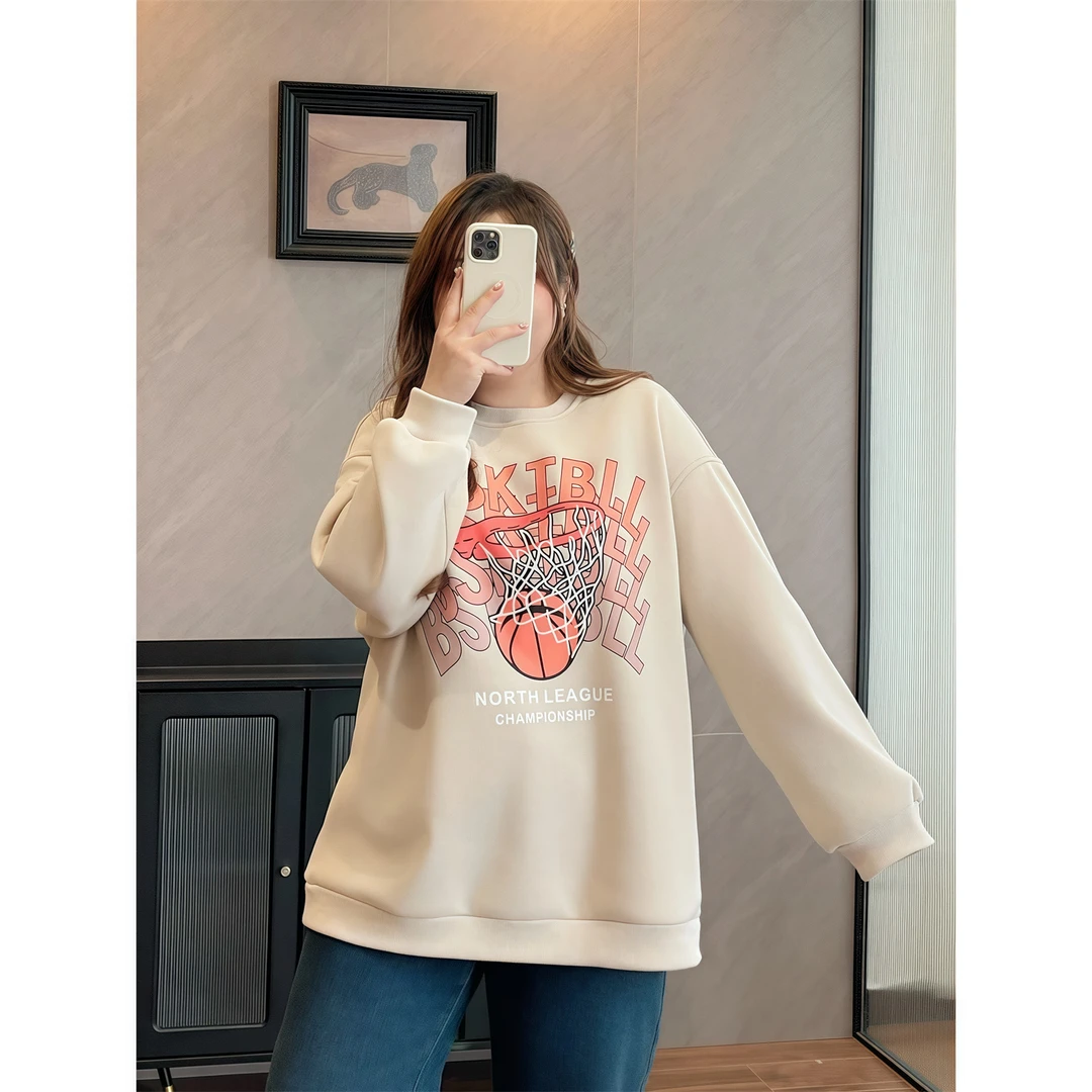 冬眠日记 / 美式复古炸街加绒卫衣12647花契200斤胖mm潮流遮肉