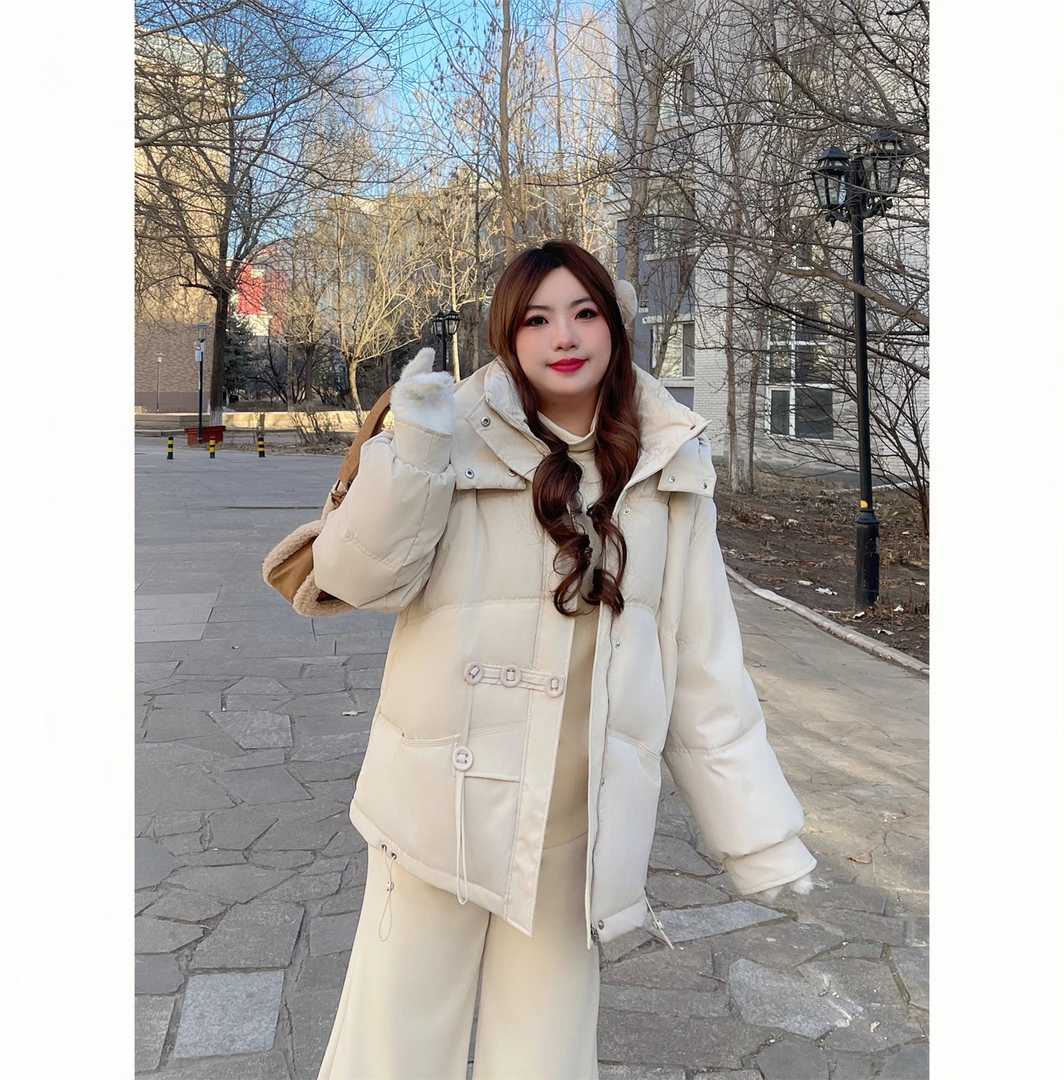 初冬费尔 / 设计师款韩版面包服18021花契200斤胖mm冬季潮流遮肉