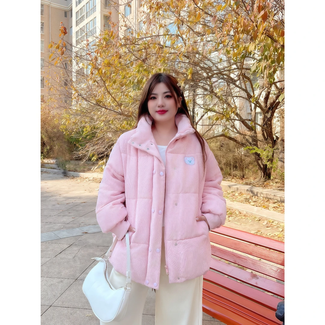 汽水辣妹 / 减龄气质灯芯绒棉服6985花契200斤胖mm冬季潮流遮肉