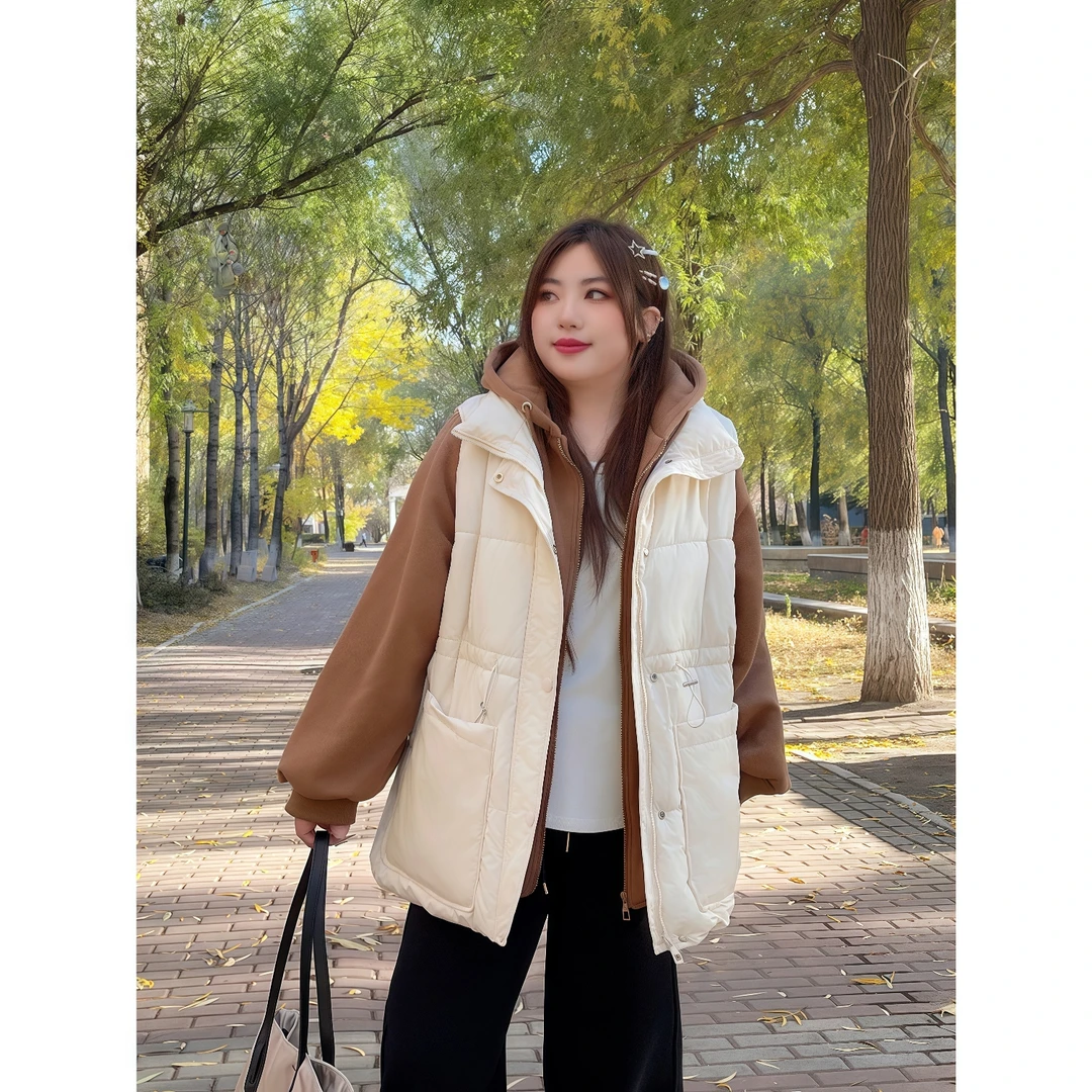 海盐塞纳 / 英伦风休闲感 假两件棉服11290花契200斤胖mm潮流遮肉