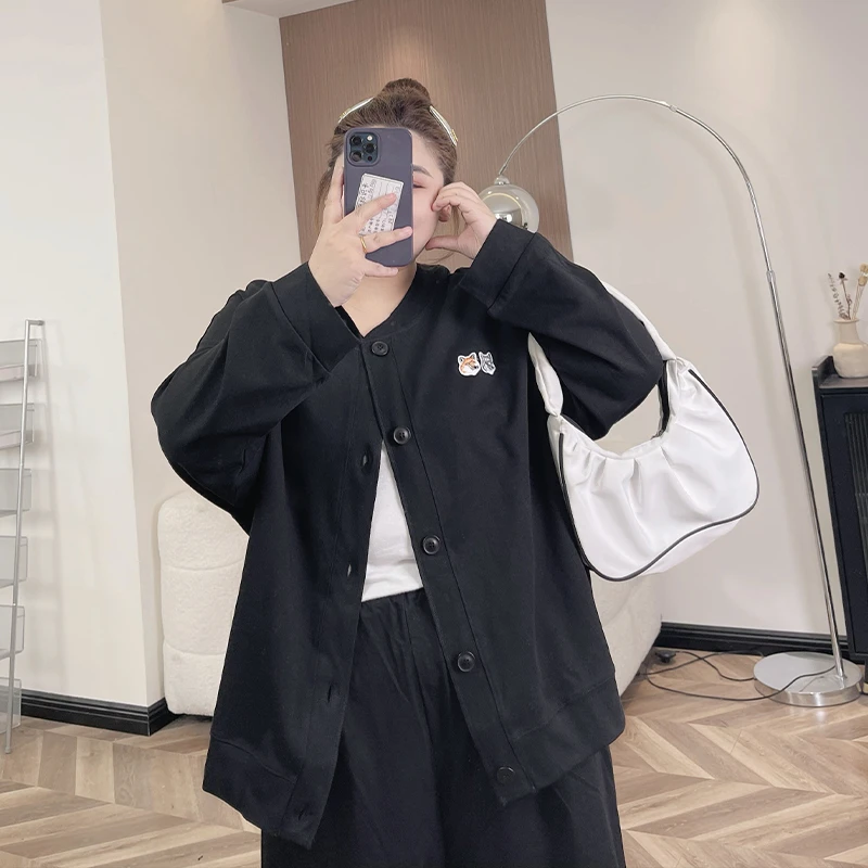 不染人间 / 宽松慵懒风卫衣开衫11285花契200斤胖mm秋季洋气时髦