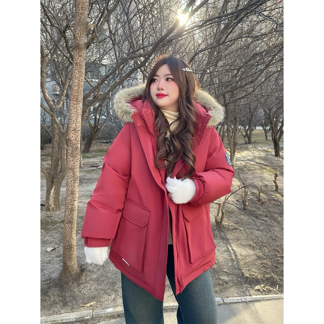 费尔日落 / 帅气大毛领款工装派克棉服11331花契200斤胖mm潮流