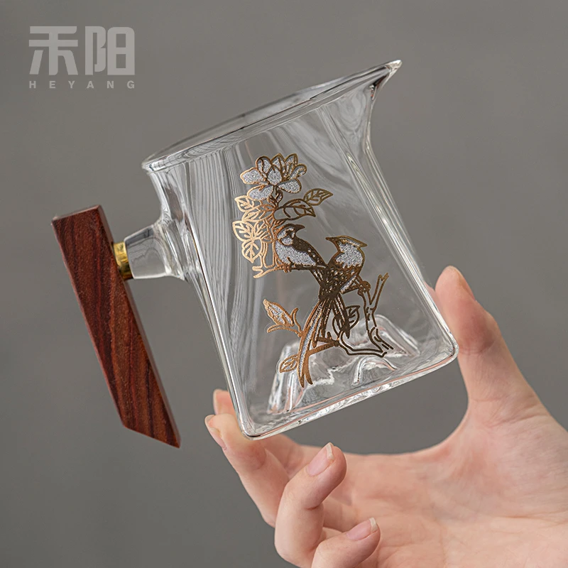 玻璃公道杯观山茶海木把公杯日式耐高温功夫泡茶分茶器 1944