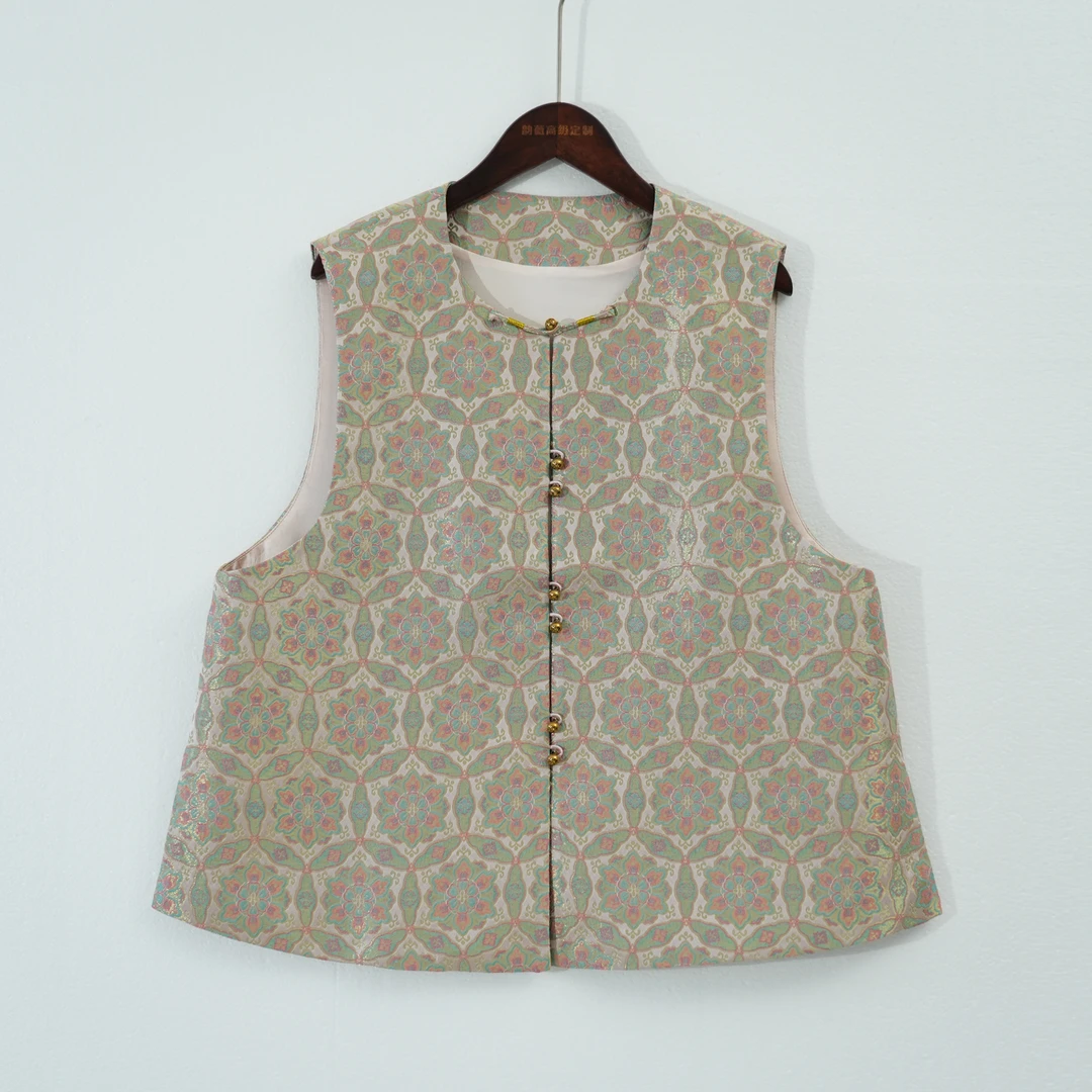 女士上衣桑蚕丝宋锦马夹中国风传统国风复古百搭中式马甲c