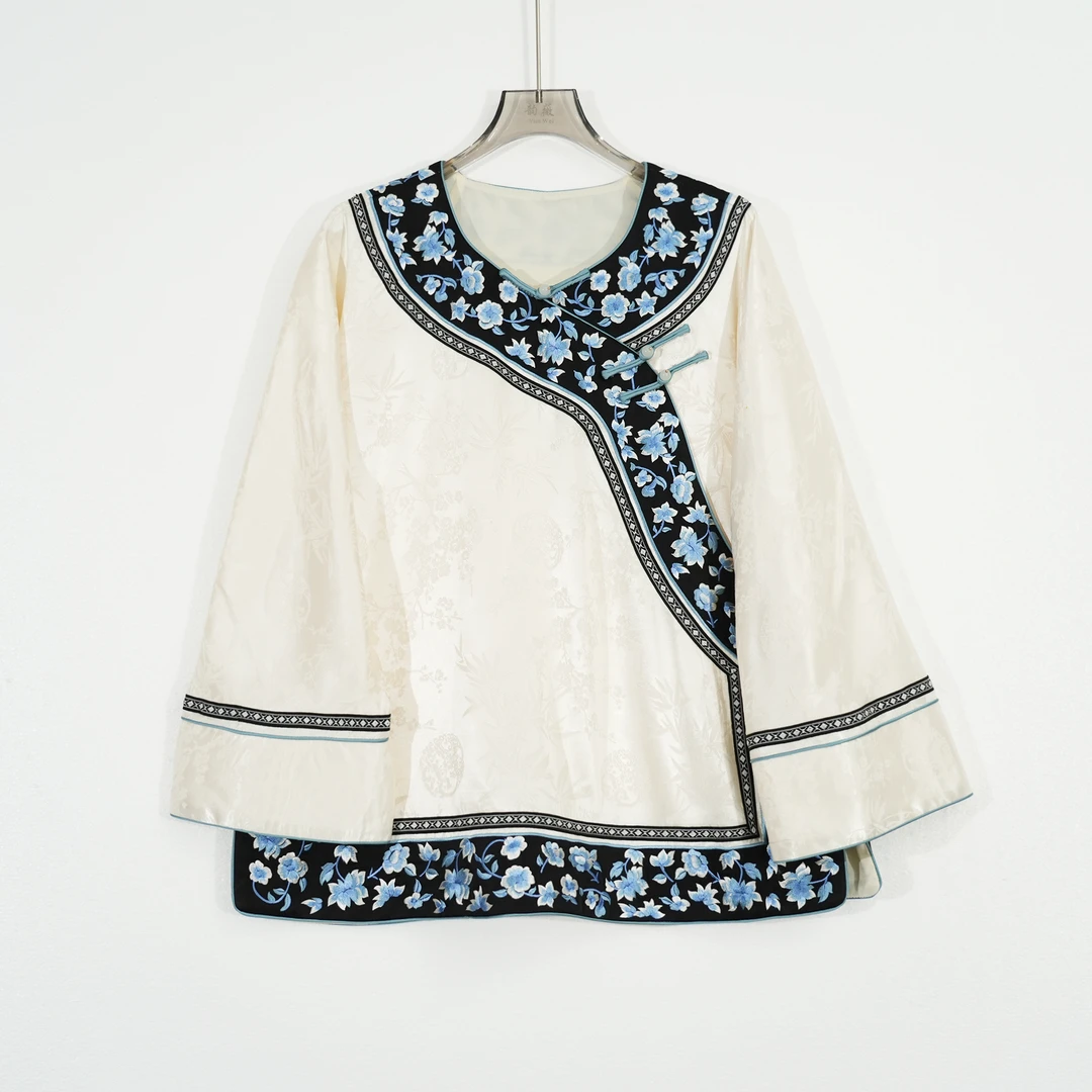 秋冬女士上衣中国风传统国风中式复古百搭刺绣太太服t