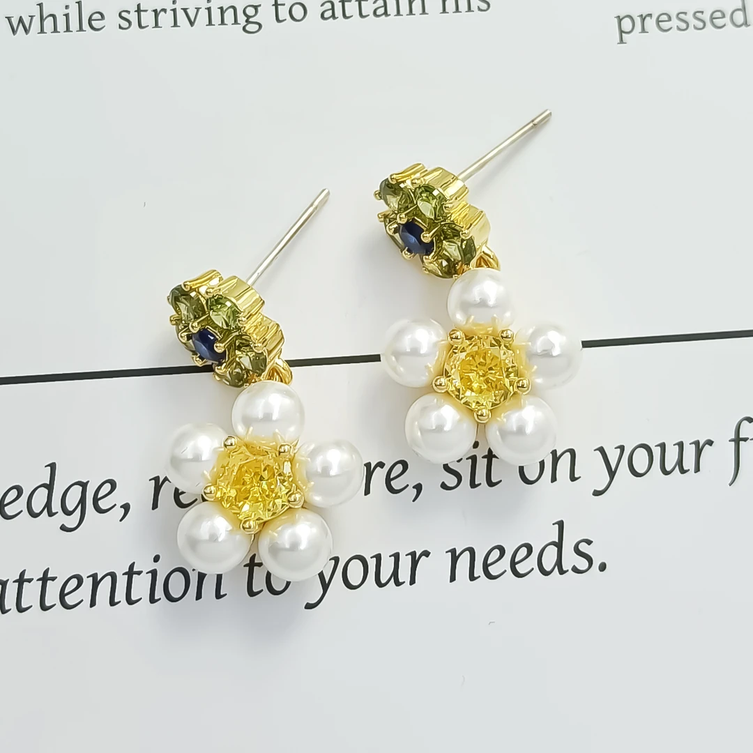 铜合金合成锆石耳饰 WDS-001160【星夜璀璨】耳环时尚欧美气质百搭