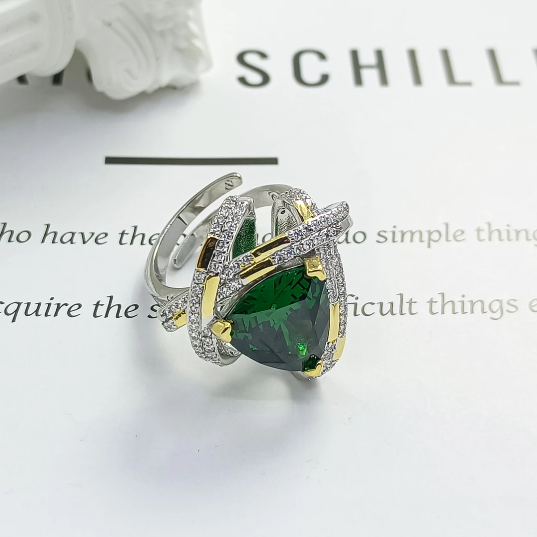 铜合金合成锆石戒指 HLM-55546 戒指个性时尚气质百搭小众