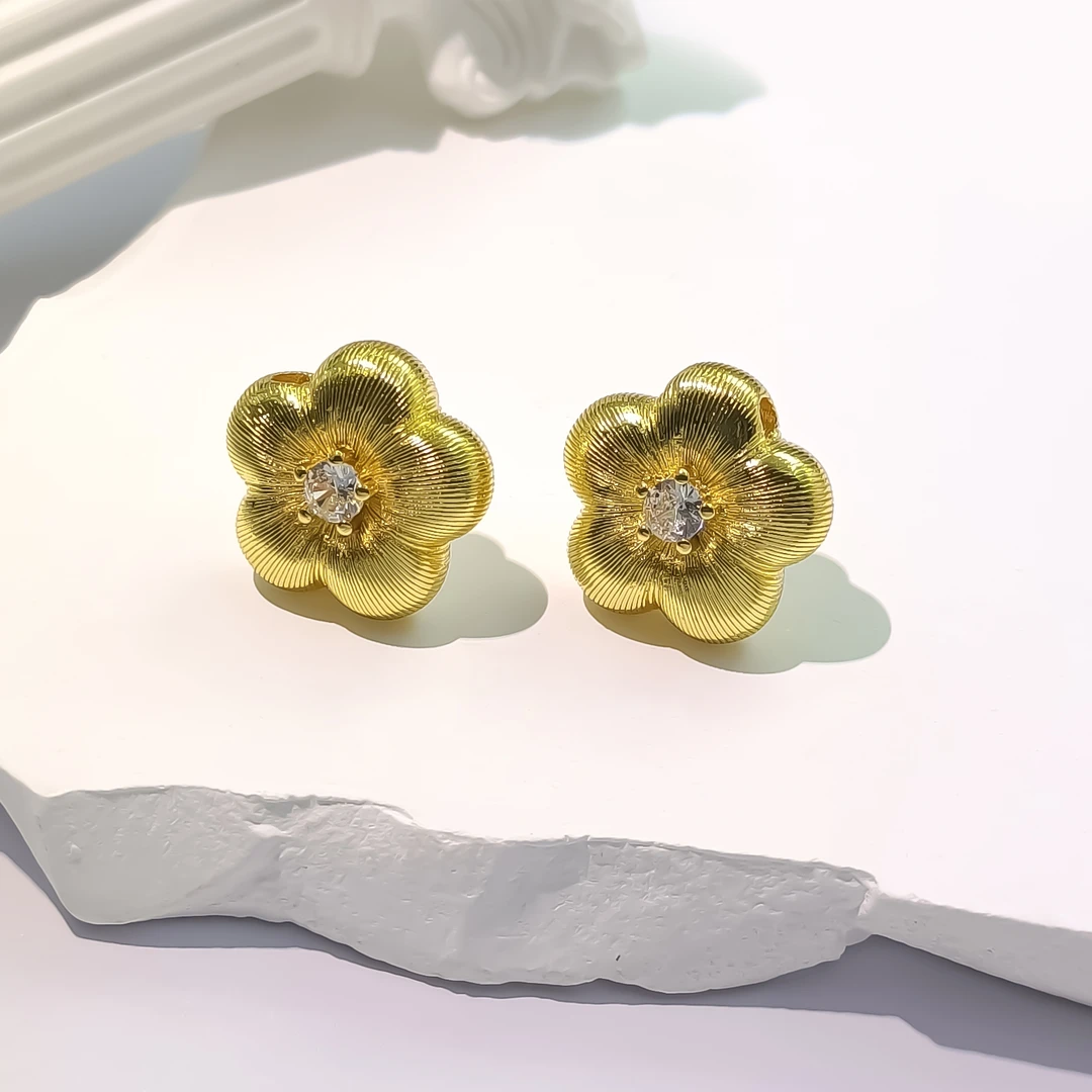 铜合金合成锆石耳饰 WPSL-000989【璀璨环宇】耳饰气质简单百搭简约