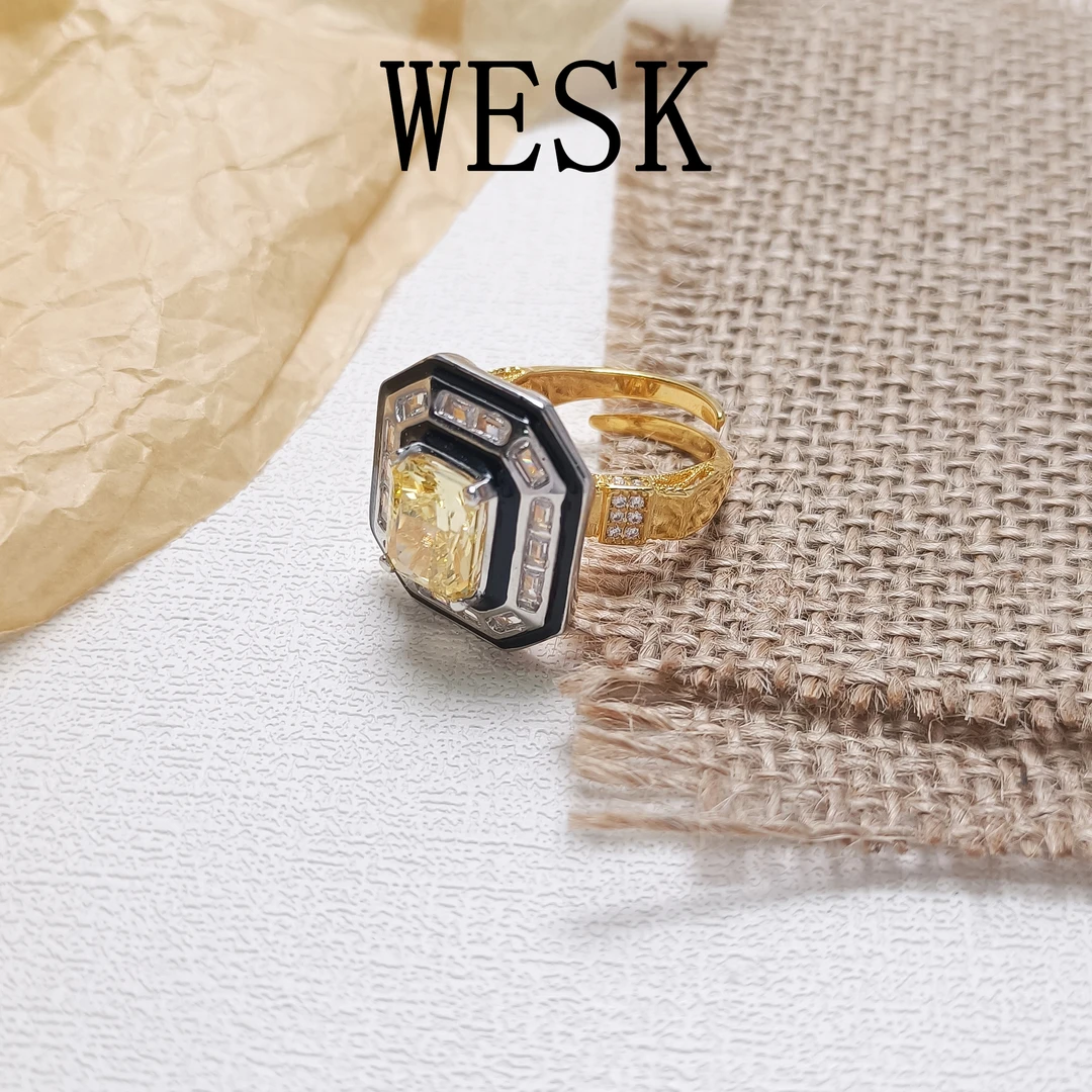 铜合金合成锆石戒指 WHSM-001514【曦霓幻境】戒指欧美经典简约精致