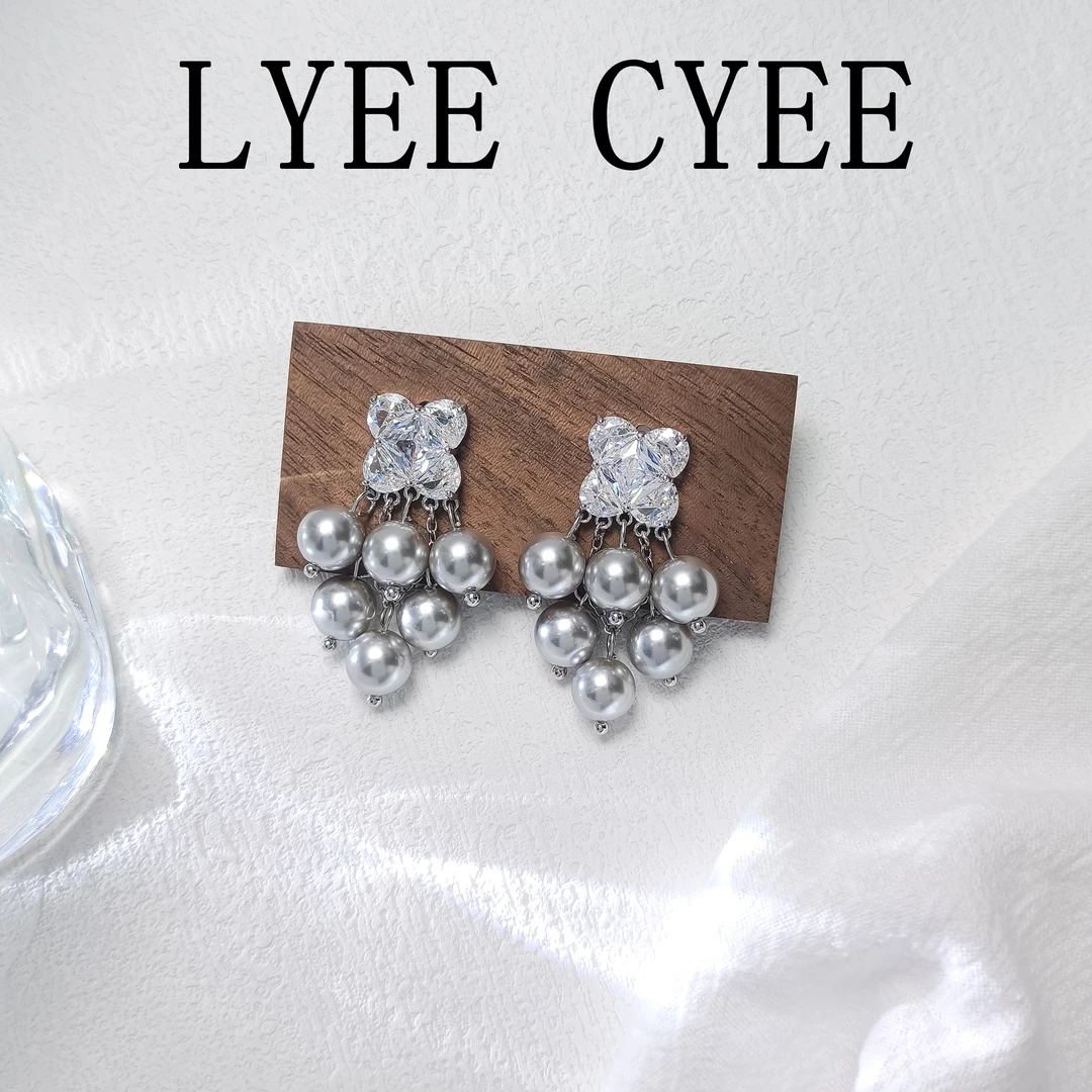 铜合金合成锆石耳饰 WLY-001535【月华涟漪】耳环气质欧美百搭时尚