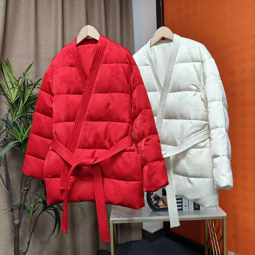 【洁哥】2023国风90白鹅绒中国风冬季百搭时尚气质20378