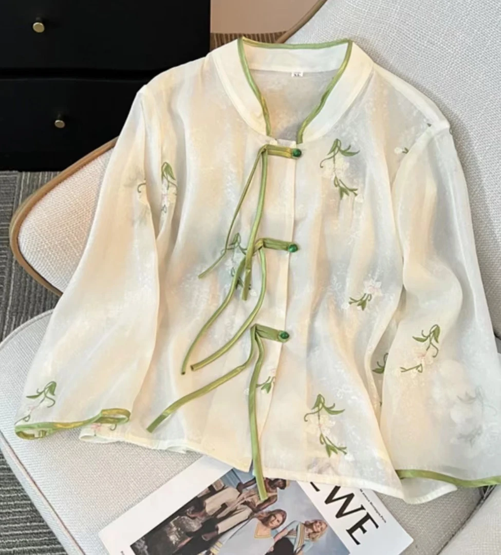 【茉莉】春夏防晒外套女新中式重工刺绣小外搭森系甜美气质显瘦
