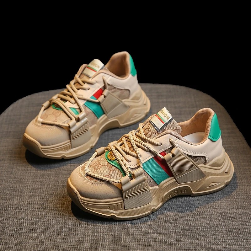 【奥莱大促】2023新款厚底复古潮流山茶花机车风老爹鞋女