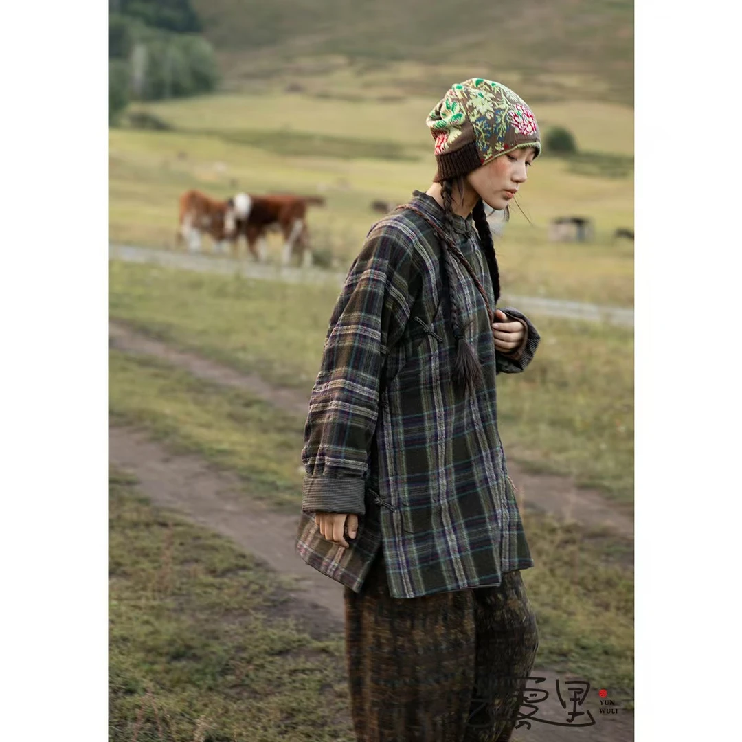 云雾里 原创设计复古文艺古典文秀中式斜襟短棉袍 3012