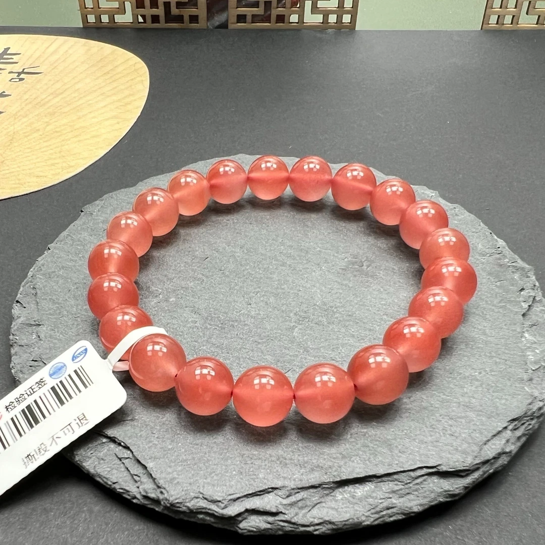 【龙龙珠宝严选】保山冰红南红单圈手串9m/yz01594多样性发货