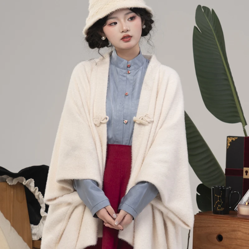 初潋月汉服唐褙子改良八破松紧裙清新自然保暖