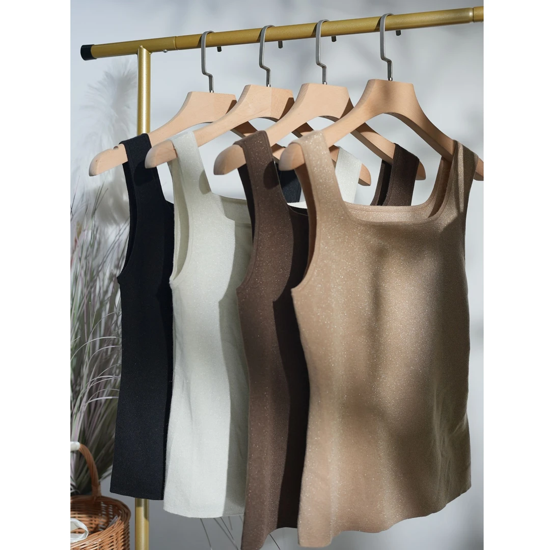 背心女梦里人法式别致方领内搭打底外穿无袖上衣52019