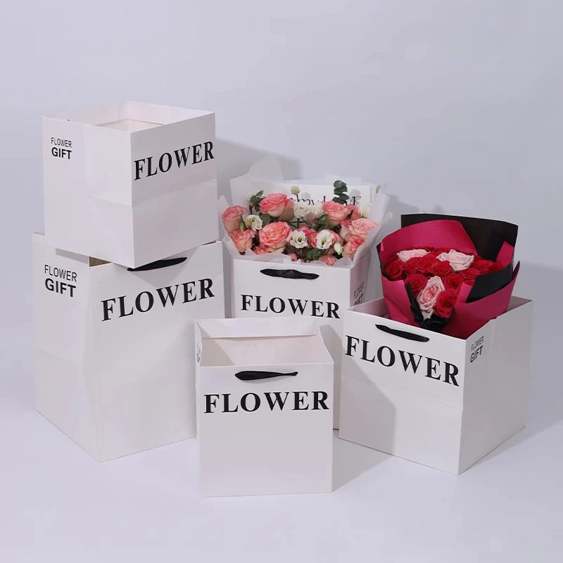 简约时尚方形花艺花束手提袋鲜花礼物礼品袋