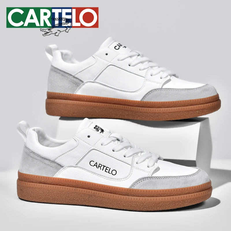 CARTELO/卡帝乐鳄鱼春季新款时尚板鞋男百搭复古ins低帮休闲潮鞋