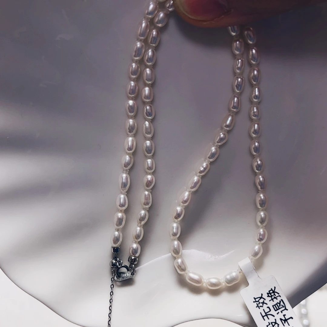 【闪购商品】淡水珍珠项链银S925镶嵌南****青
