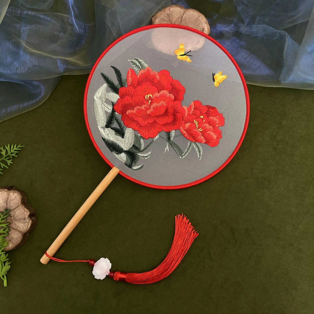 双面刺绣古风团扇国风团扇扇子古风扇子宫廷扇汉服旗袍走秀广场舞