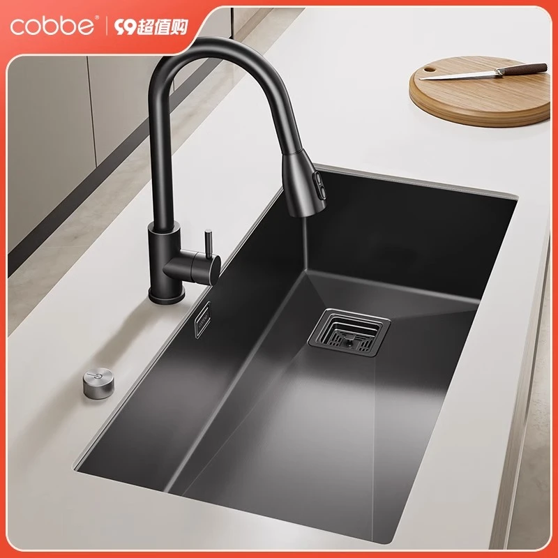 卡贝304不锈钢水槽洗菜盆大单槽厨房菜盆洗碗槽池台下盆纳米手工