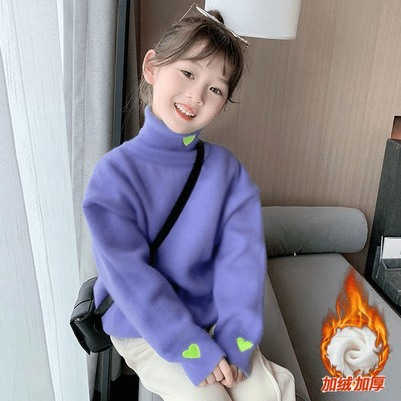儿童德绒发热上衣秋冬装高领男女中小大童长袖加绒加厚保暖打底衫