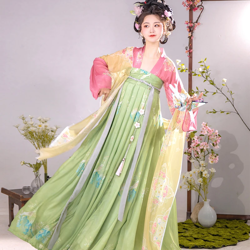 唐制原创汉服【汐瑶】中国风齐胸襦裙套装飘逸古装日常汉元素春夏季