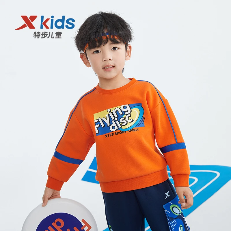 特步儿童小童春秋针织长袖圆领套头运动秋季时尚卫衣677325209082