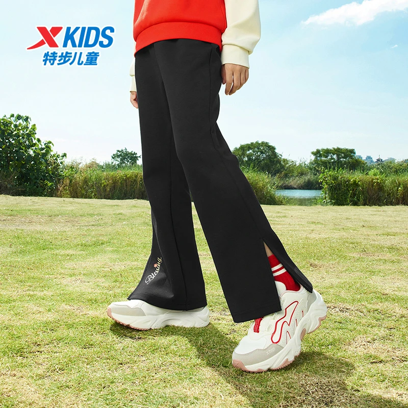 特步儿童秋季新款针织长裤中大童宽松舒适运动休闲裤675124639029