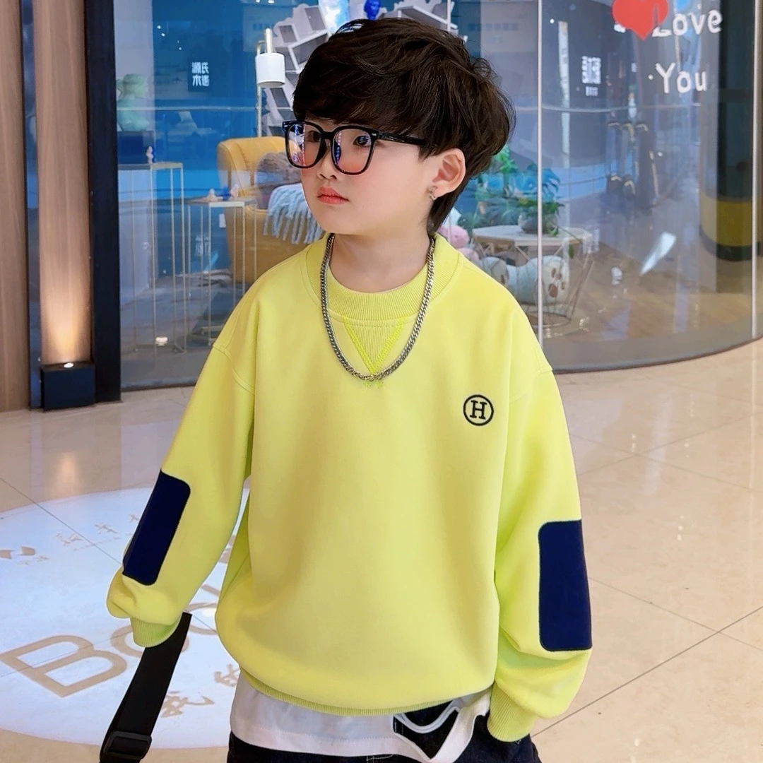 儿童卫衣上衣童装春秋款男童中大童长袖洋气休闲打底男孩韩版圆领