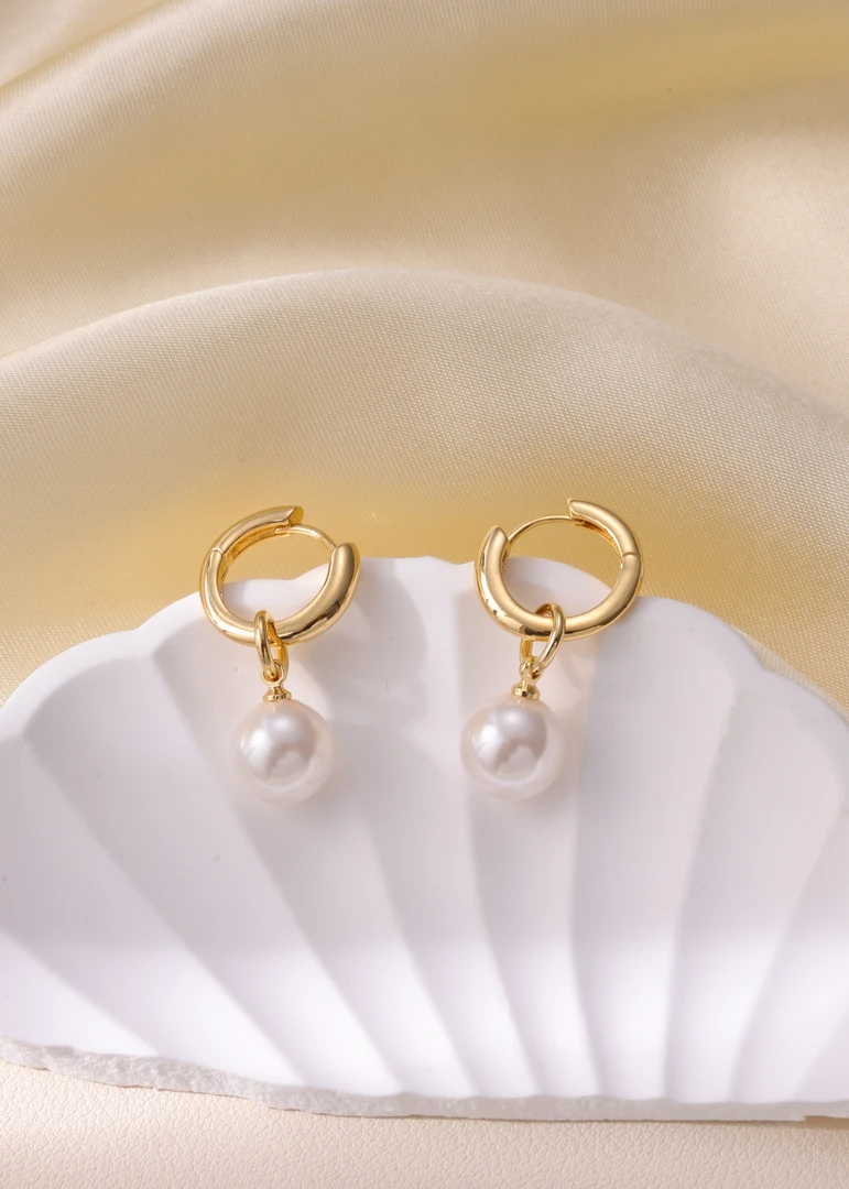 合金仿珍珠耳饰 简约法式百搭时尚设计感小众耳环