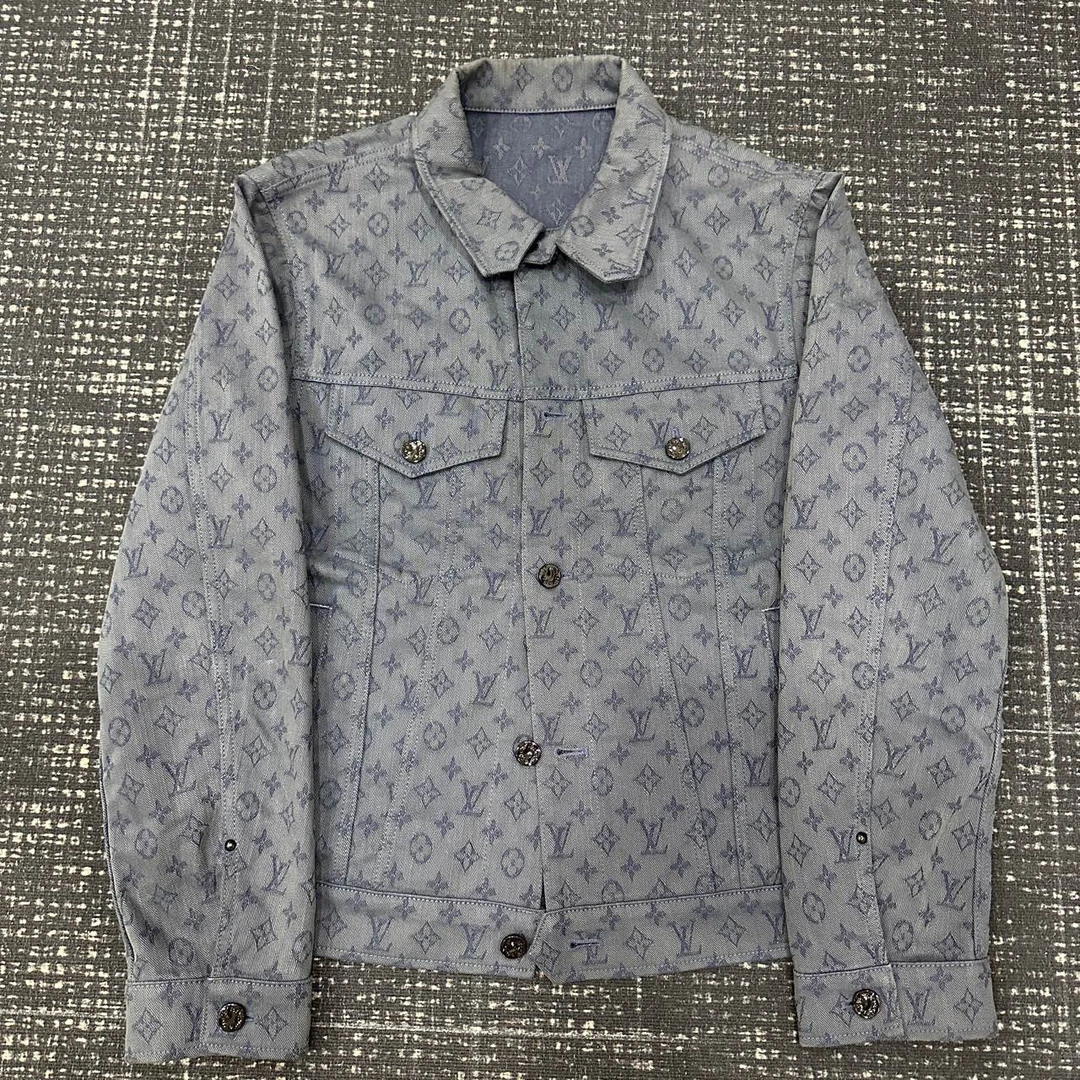 Louis Vuitton lv 满印logo蓝色牛仔夹克外套 99新 50码 001622