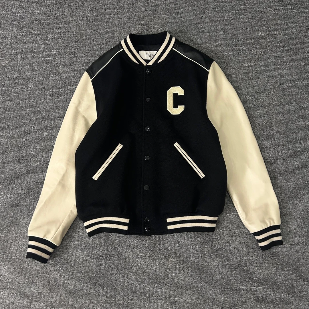 Celine 黑白拼皮棒球服 48码 全新带吊 0000573