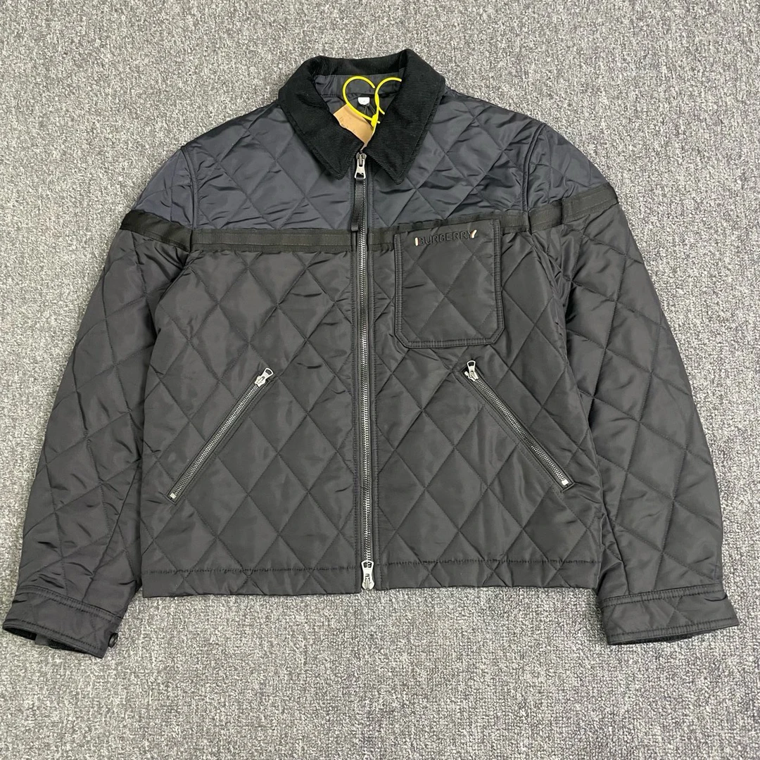 博柏利bur菱形绗缝弹力尼龙哈林顿棉服外套 M码  99新 000009