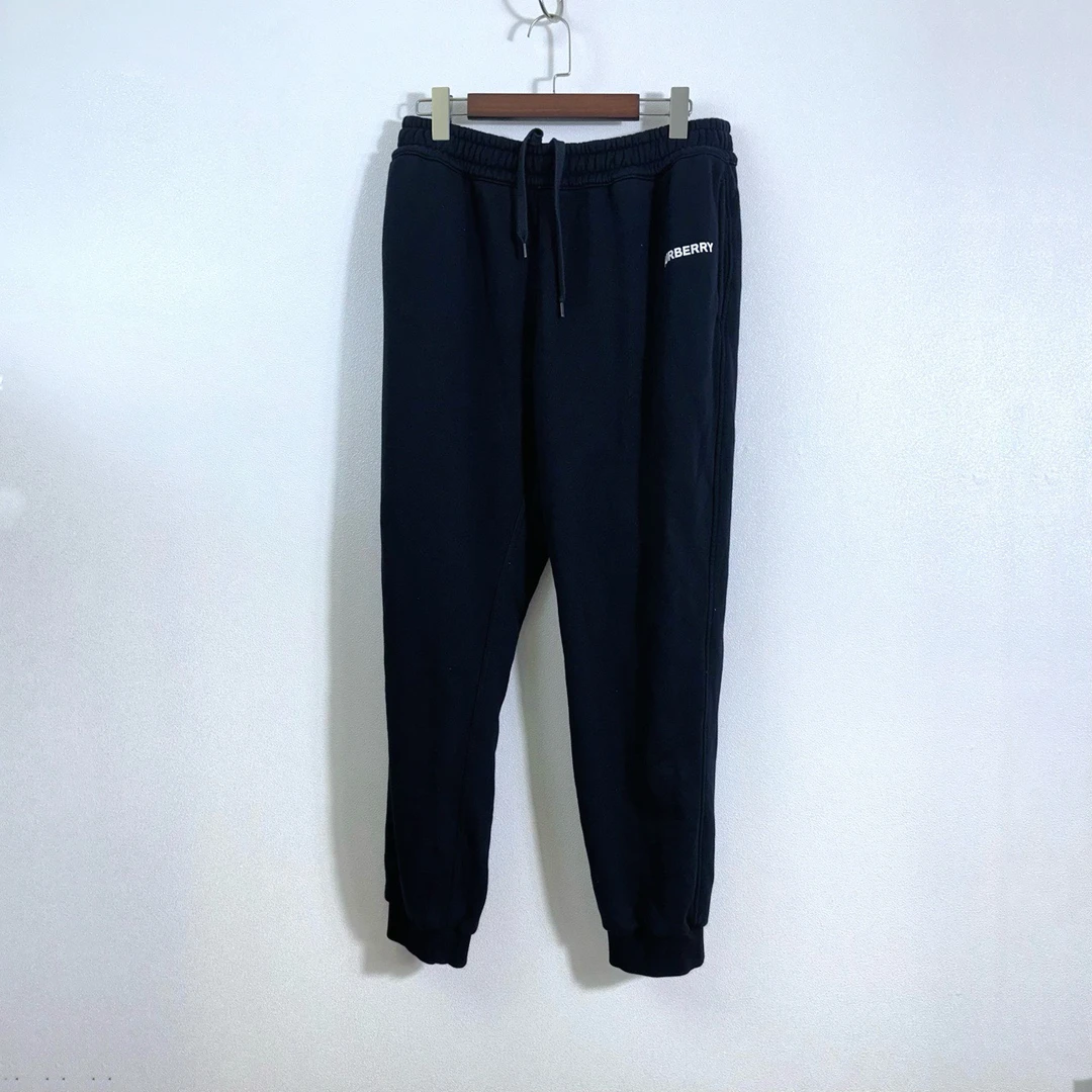 Burberry 博柏利/纯色Logo印花松紧腰束脚休闲裤/XL/99新/002207