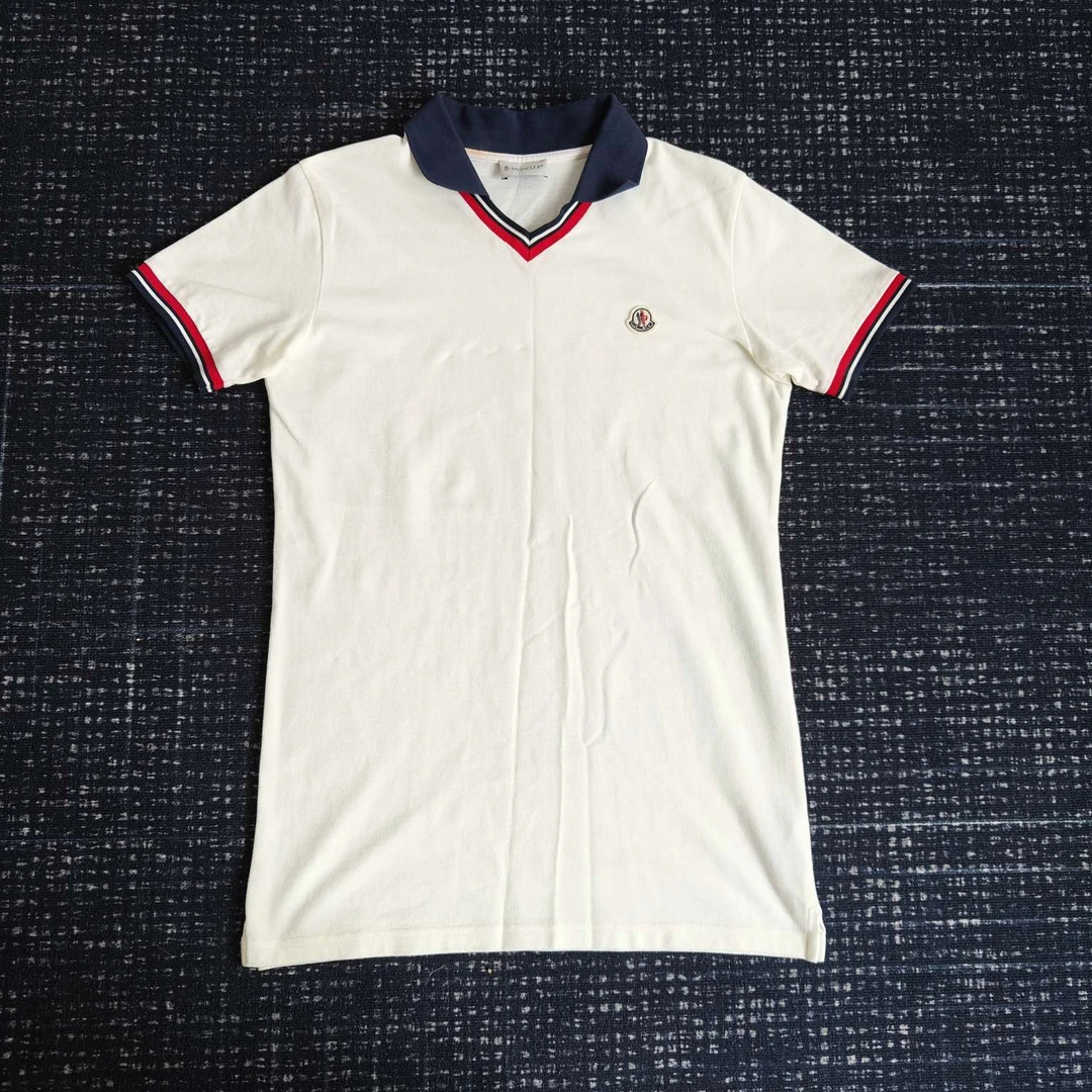Moncler 蒙口男士白色翻领polo衫 14码 99新 001965