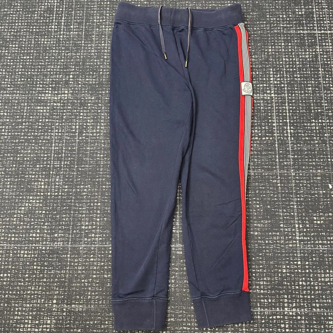 MONCLER 藏蓝色彩条边男士全棉休闲裤 99新 L码 001587