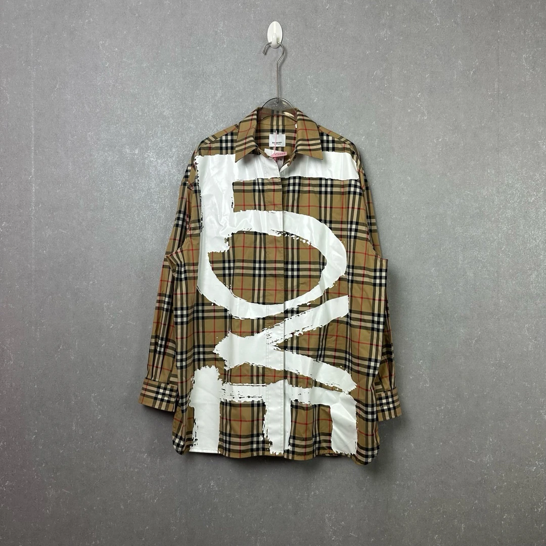 Burberry 博柏利 Love印花满印格纹宽松长袖衬衫 6码/99新/2434