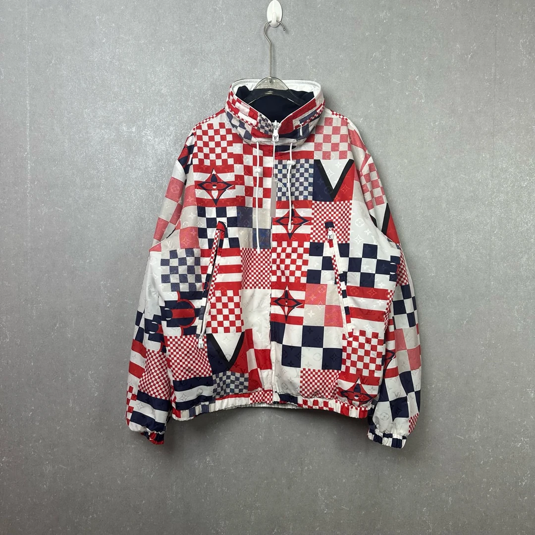 LOUIS VUITTON LV Logo拼色立领拉链夹克外50码/全新带吊/002448