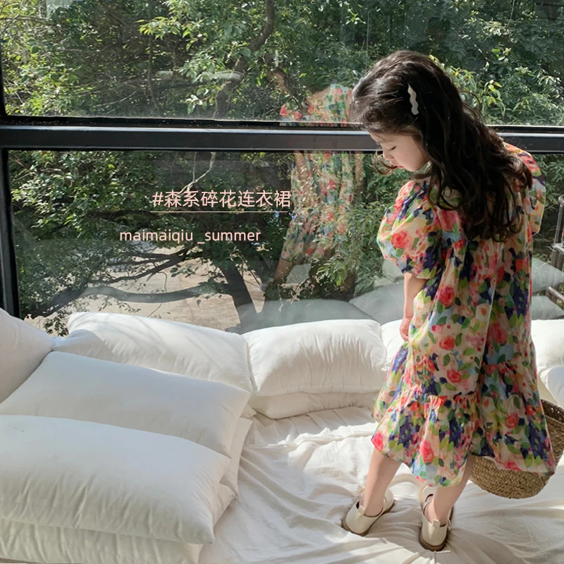 【现货】【挪威夏天】夏季女童长款碎花裙甜美宽松裙子童装公主裙