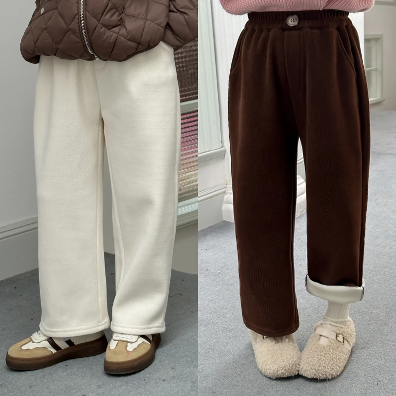 【卖完不补】加绒加厚女童直筒裤秋冬宽松休闲阔腿裤童装长裤